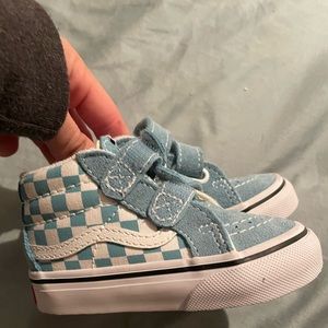 NWOT vans toddler sk8 hi sky blue checkerboard